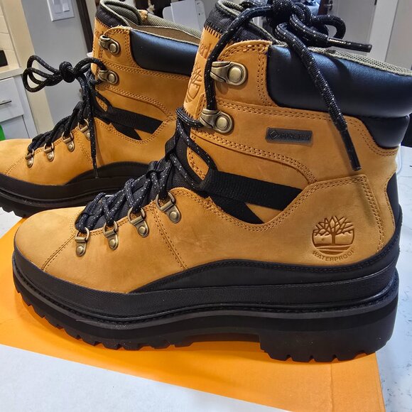 New Timberland GORE-TEX Waterproof Boots Vibram Wheat Black Nubuck Mens 10 - Picture 2 of 16